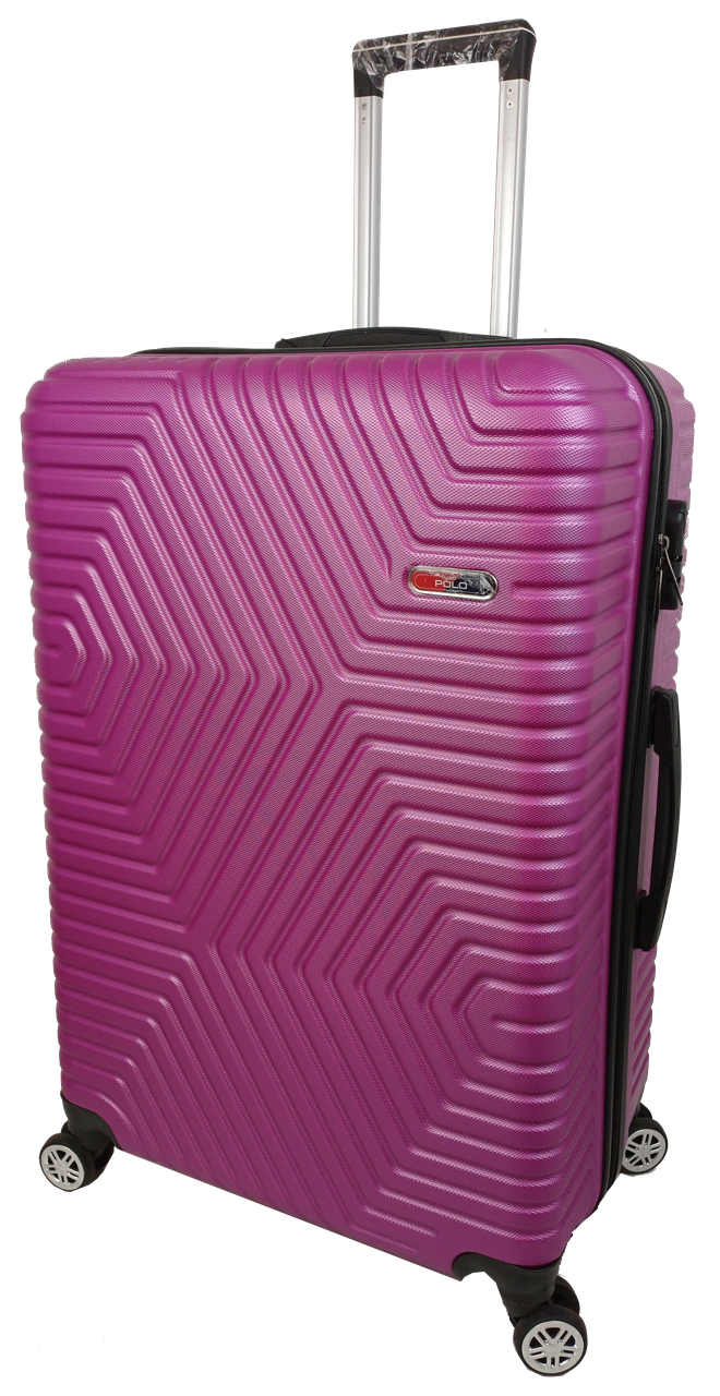 Валіза на колесах GD Polo велика пластикова 115 л Темно-рожевий