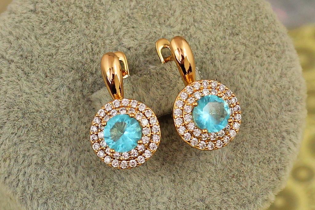 Серьги Xuping Jewelry Мечта с голубым камнем 1,9 см Золотистый (2426999339)