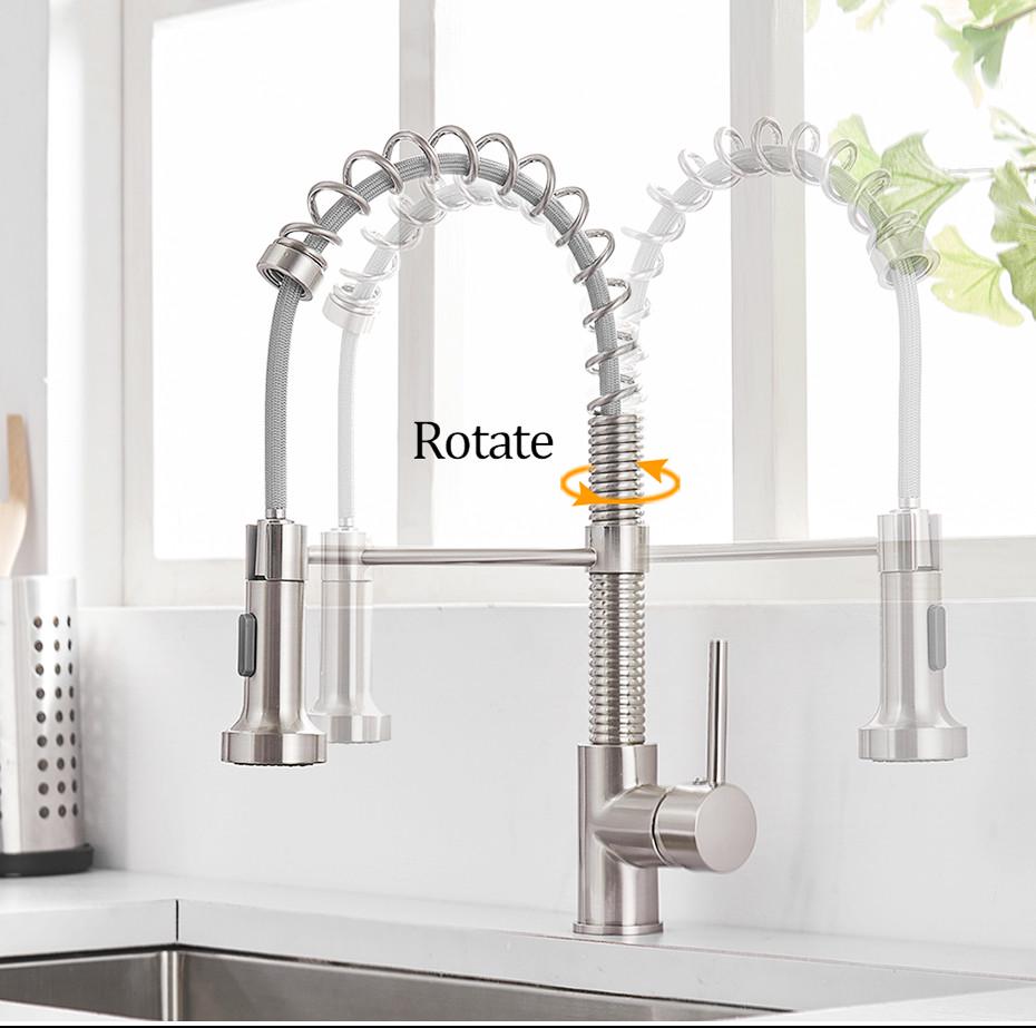 Змішувач кухонний висувний вилив кран два режими води обертається на 360 градусів WanFan Хром - фото 2 Змішувач кухонний висувний вилив кран два режими води обертається на 360 градусів WanFan Хром - фото 2