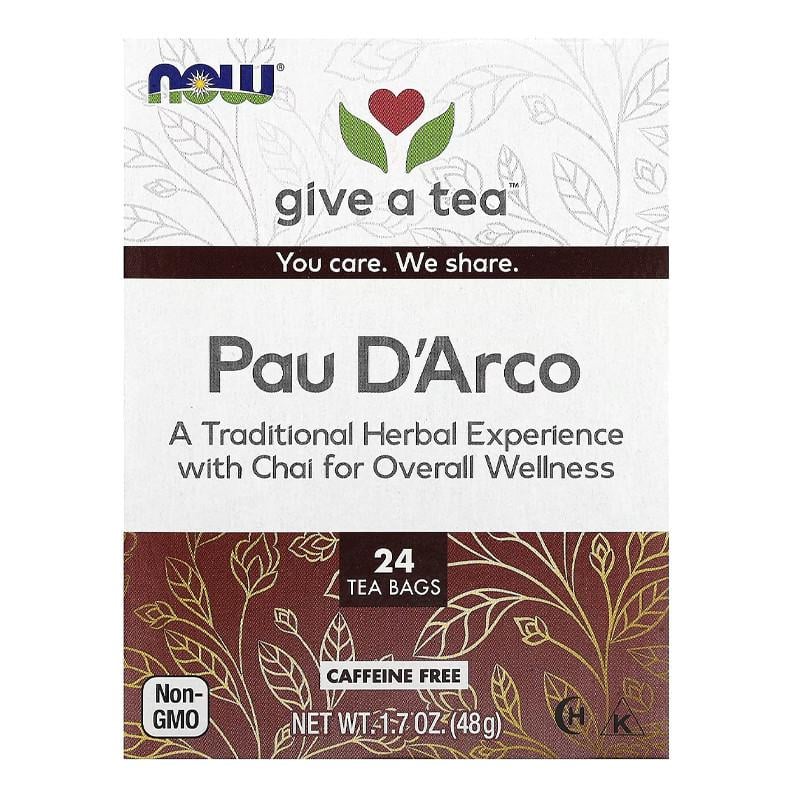 Чай з кори мурашиного дерева NOW Pau D'Arco 24 чайні пакетики (20218-01)