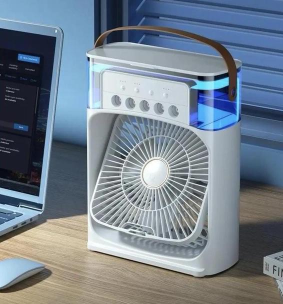 Вентилятор настільний зі зволожувачем повітря Air Cooler Fan з USB та LED підсвіткою Білий (2104618501) - фото 3 Вентилятор настільний зі зволожувачем повітря Air Cooler Fan з USB та LED підсвіткою Білий (2104618501) - фото 3