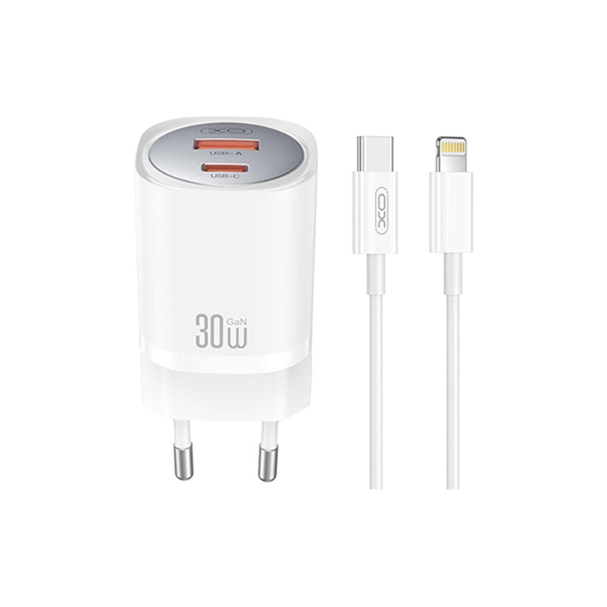 Зарядное устройство Xo CE21 PD30 W/PPS33 W 1USB-A/1USB-C/Lightning кабель Белый Зарядное устройство Xo CE21 PD30 W/PPS33 W 1USB-A/1USB-C/Lightning кабель Белый