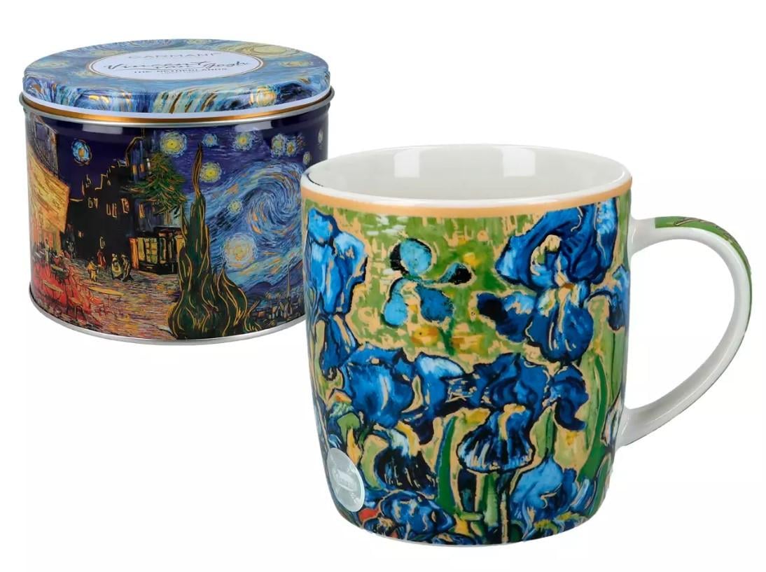 Кружка фарфоровая Carmani в металлической коробке Ван Гог Ирисы 380 мл (830-3105)