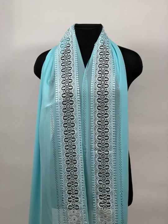 Шарф шифоновый с камешками Бирюзовый (ШарфШиф34) Шарф шифоновый с камешками Бирюзовый (ШарфШиф34)