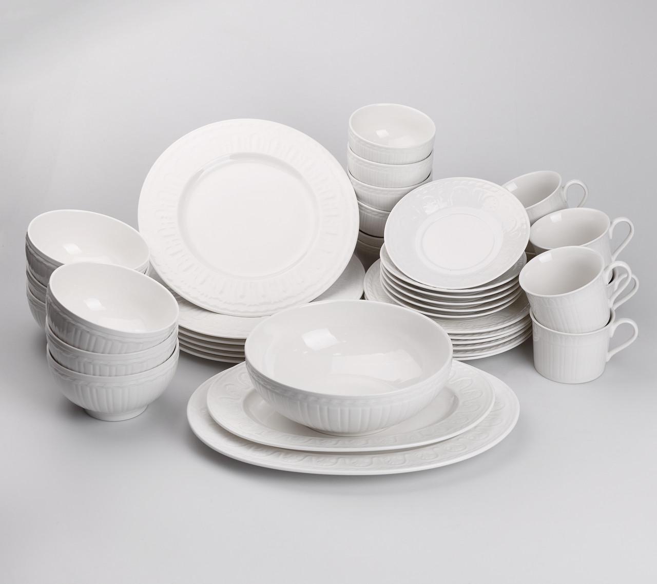 Столовый сервиз керамический на 6 персон 39 предметов Белый