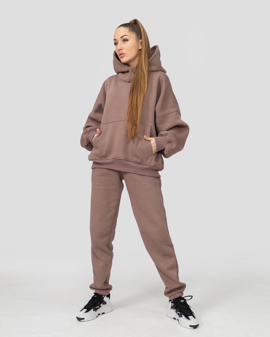 Костюм жіночий на флісі світшот з капюшоном і штани Мокко (2028589421) - фото 7