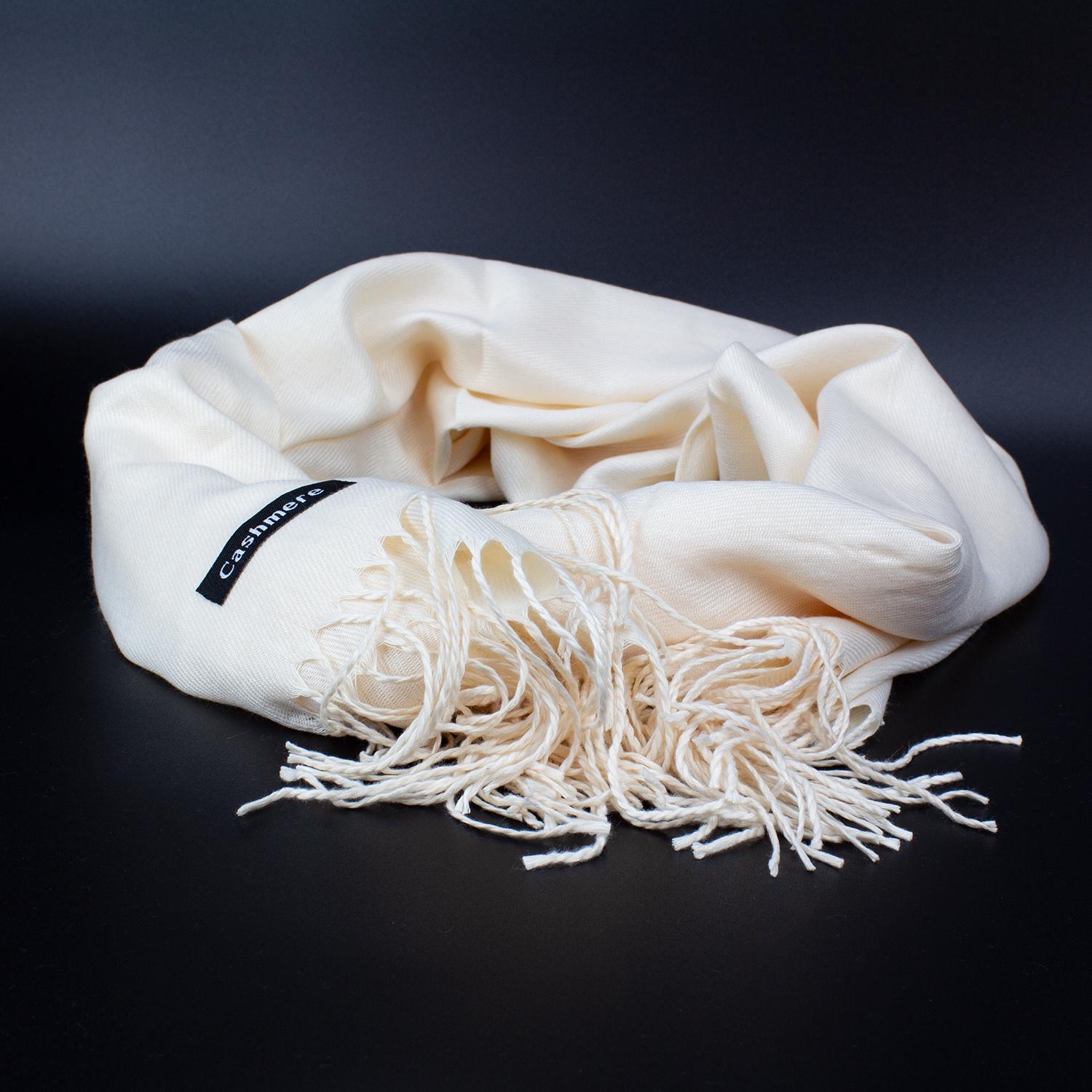 Женский кашемировый шарф Cashmere Кремовый (S92002)