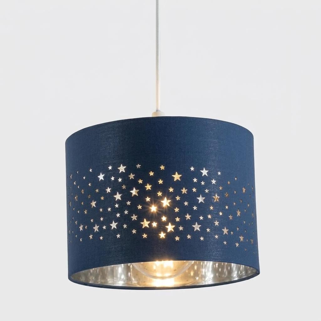 Абажур потолочный круглый CGC Lighting детский со звездами 25 см Синий