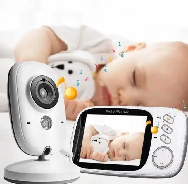 Відеоняня з датчиком звуку Baby Monitor VB603 / з портативним дисплеєм та вимірюванням температури Білий - фото 3