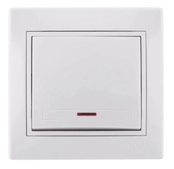 Выключатель одноклавишный Lezard Mira с подсветкой Белый (26284563)