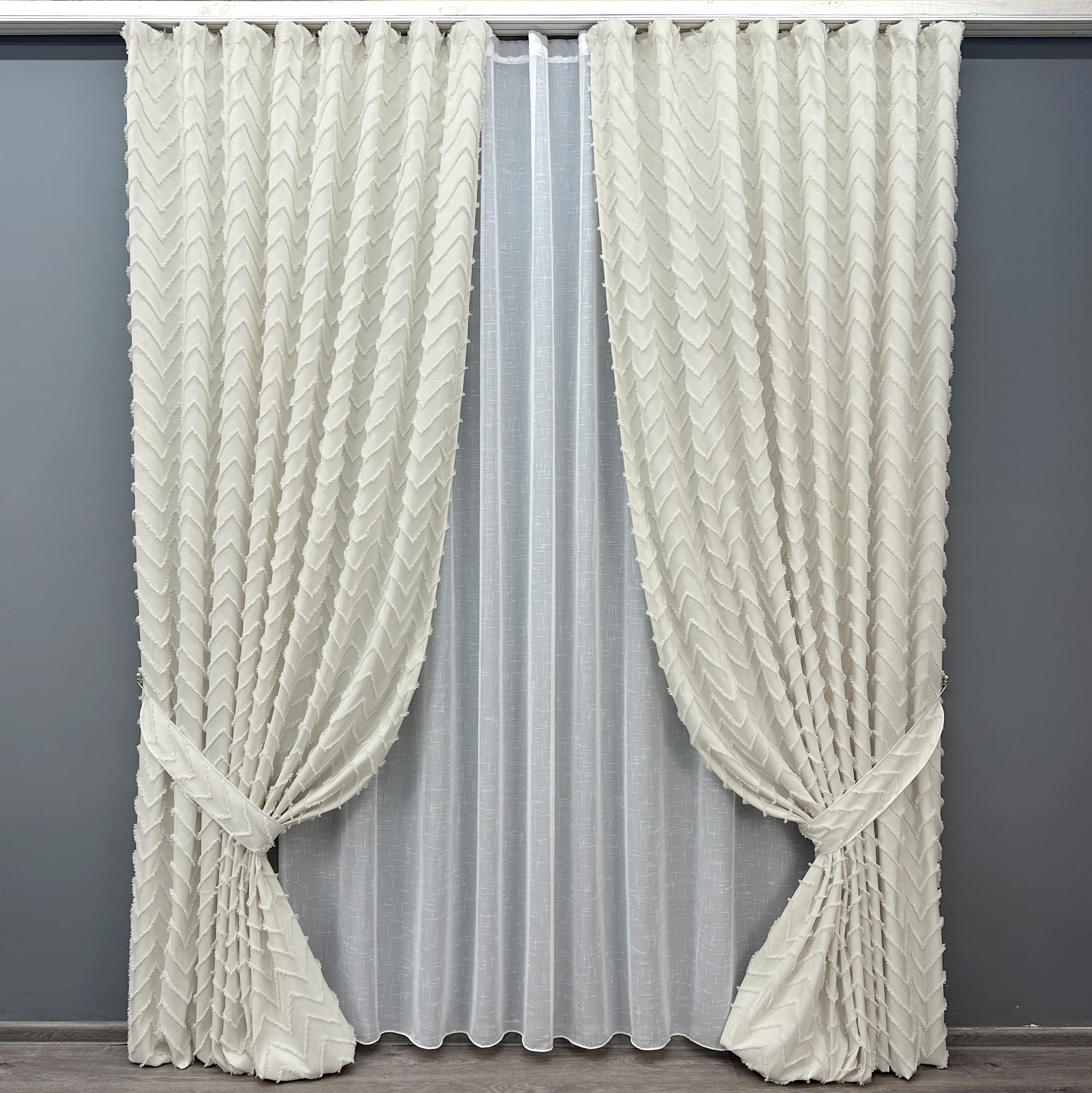 Комплект штор VR-Textil №1815ш Лен Букле 200х295 см 2 шт. Молочный (32-133)