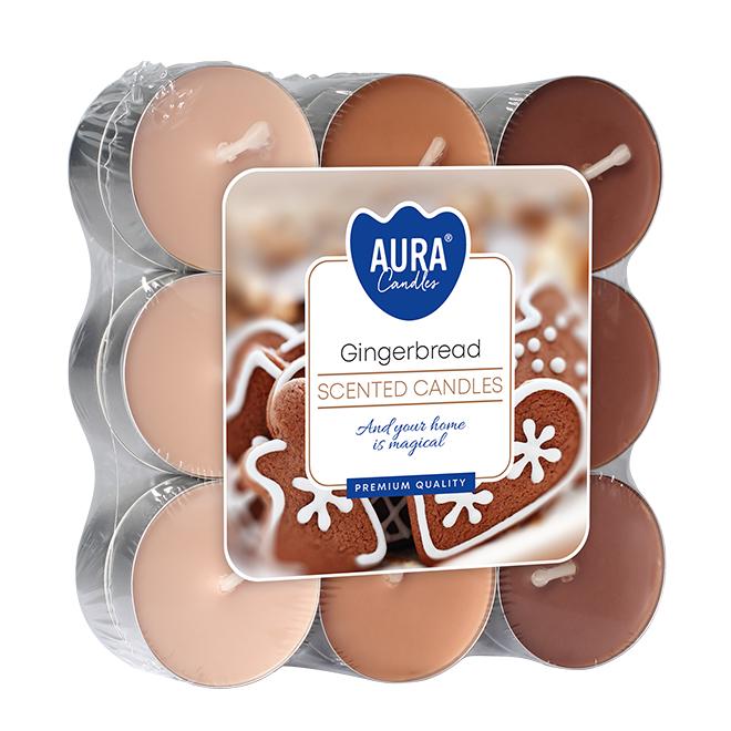 Свечка чайная таблетка ароматическая Bispol микс Имбирный пряник 3,9 см 18 шт. (27685)