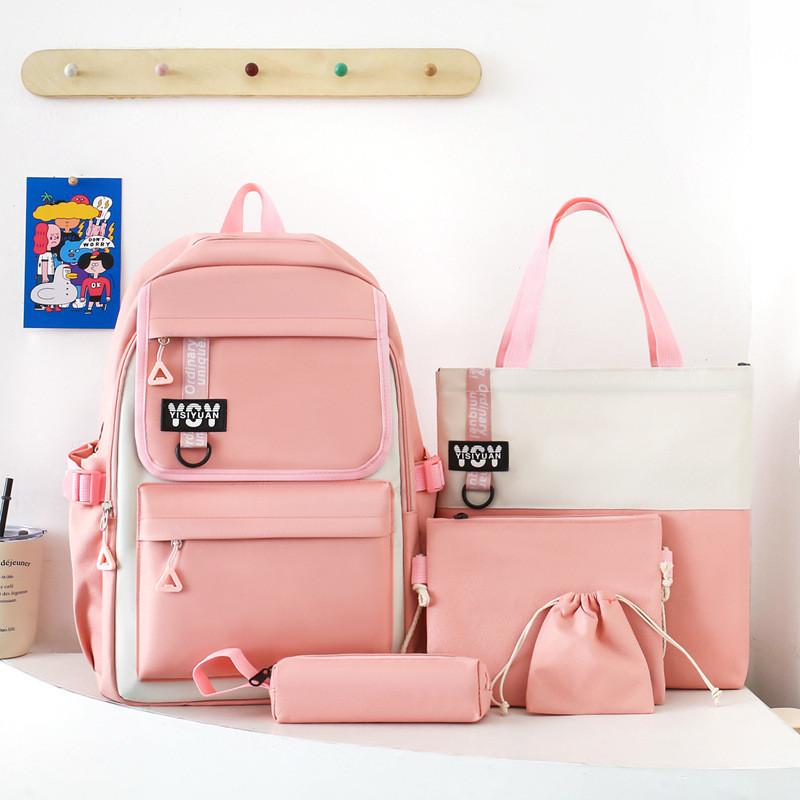 Шкільний рюкзак для дівчинки 5в1 Рожевий (yy613-2) - фото 1 Шкільний рюкзак для дівчинки 5в1 Рожевий (yy613-2) - фото 1