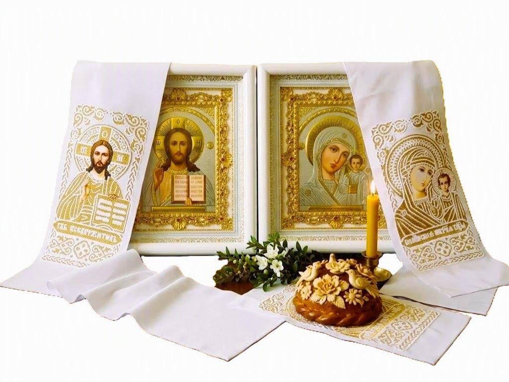 Иконы парные венчальные с полотенцами (35727876)