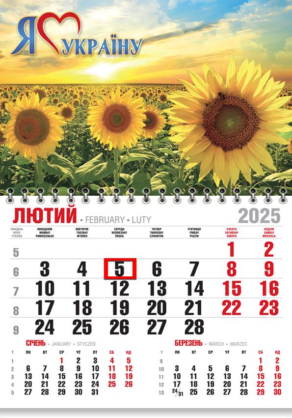Календар на 2025 р. Економ Я люблю Україну Соняхи