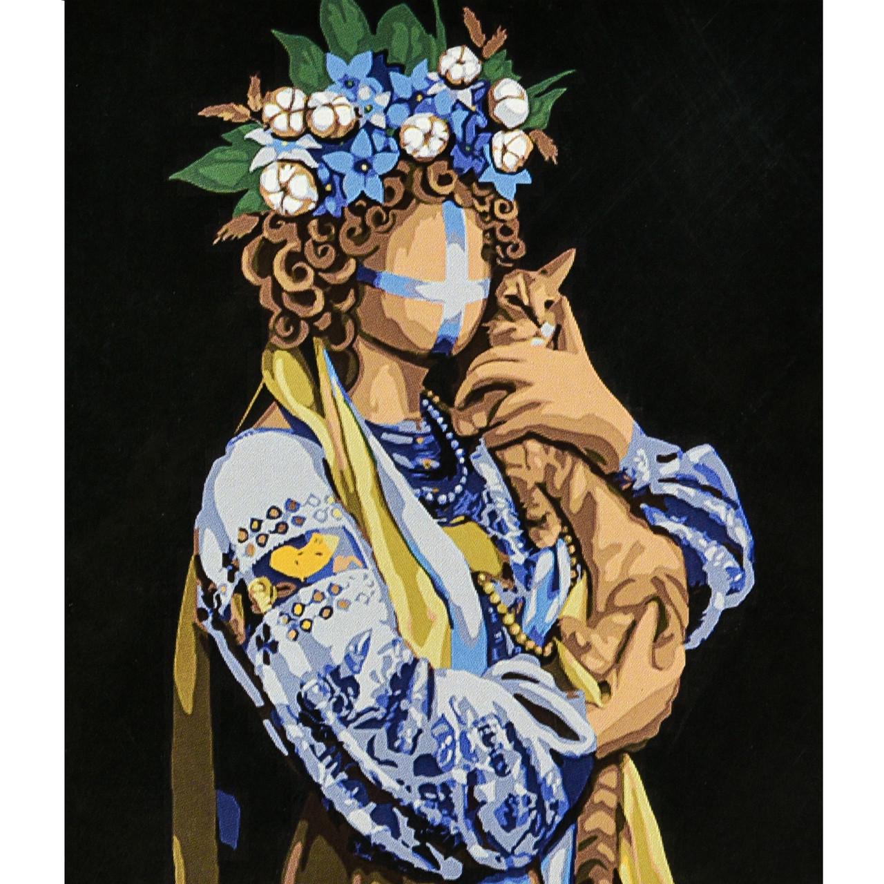 Картина за номерами Strateg Преміум Пригорнута на чорному фоні з лаком 40х50 см (AH1147)