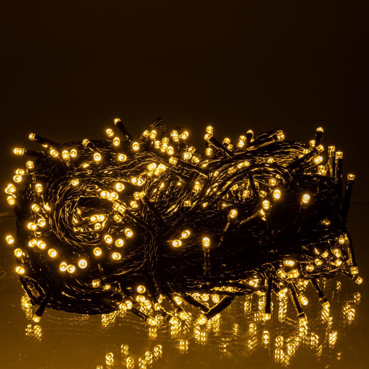 Гірлянда Різдвяна фея вулична 50 м 500 LED чорний дріт Жовтий (CF500L50MBY)