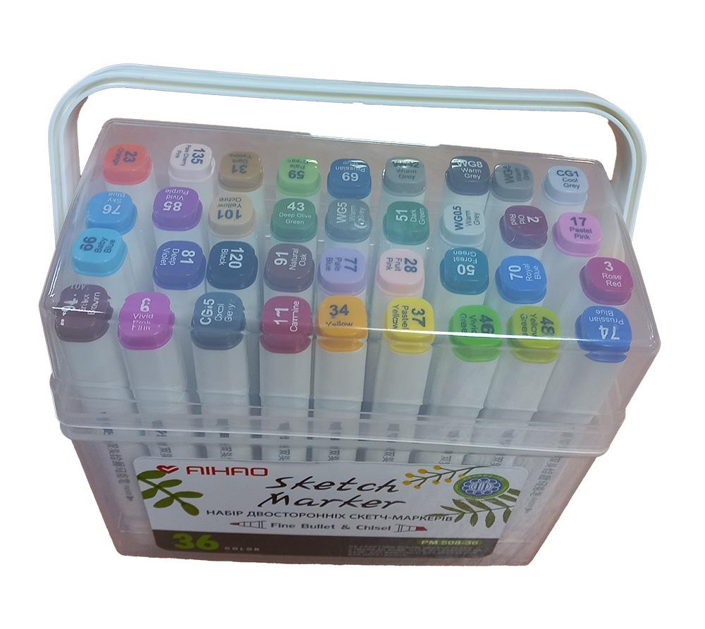 Набор двухсторонних маркеров Aihao 508-36 для скетчинга на спиртовой основе 36 шт. (04246962) - фото 4 Набор двухсторонних маркеров Aihao 508-36 для скетчинга на спиртовой основе 36 шт. (04246962) - фото 4
