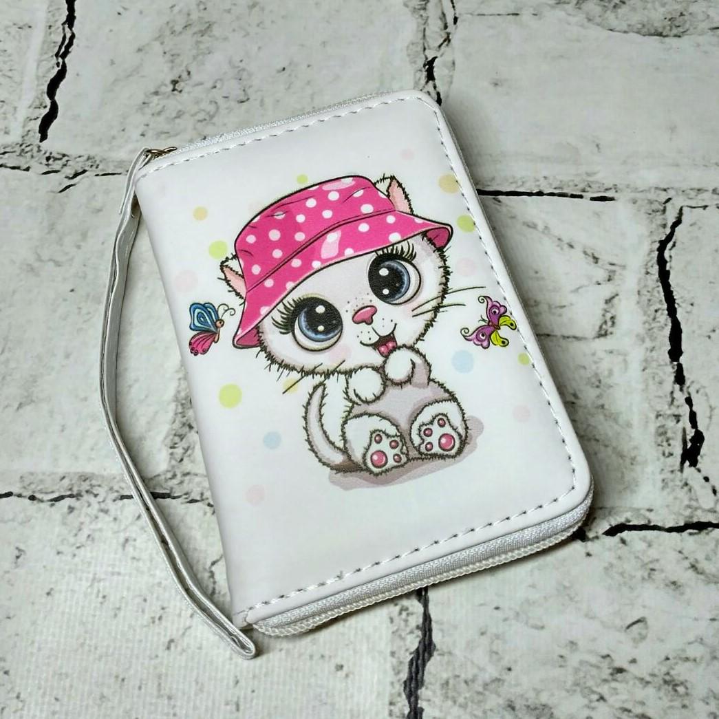 Кошелек детский с рисунком Котик в панаме (158-3-5)