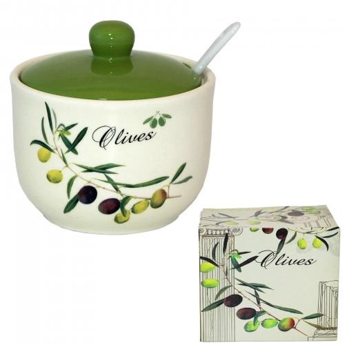 Цукорниця з ложкою SNT Оливки 11х7,5 см 450 мл (2242-8/1)