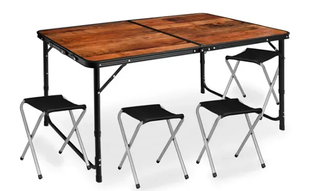 Стол-чемодан складной туристический 120х60 см 4 стула Коричневый