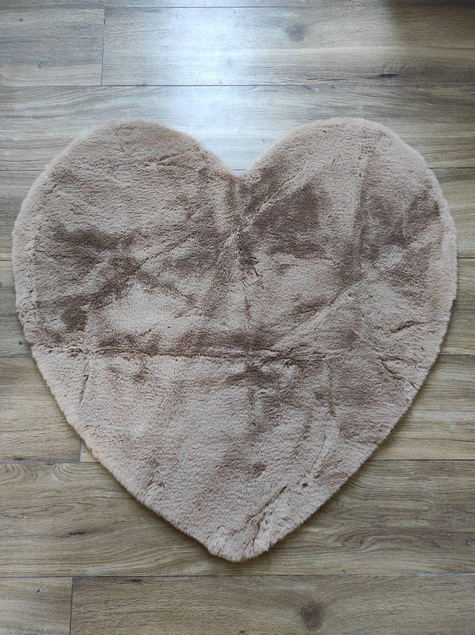 Килимок з довгим ворсом 90х90 см Коричневий (П4К-serdce2-004-2)