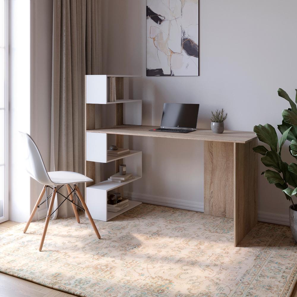 Стіл комп'ютерний з полицями М-Зон Джеко 1416L лівий Сонома/Німфея Альба (MZN-031027) - фото 2 Стіл комп'ютерний з полицями М-Зон Джеко 1416L лівий Сонома/Німфея Альба (MZN-031027) - фото 2