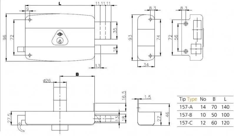 Замок 157 B накладной правосторонний 5 ключей 50 мм (1-30067) - фото 2 Замок 157 B накладной правосторонний 5 ключей 50 мм (1-30067) - фото 2