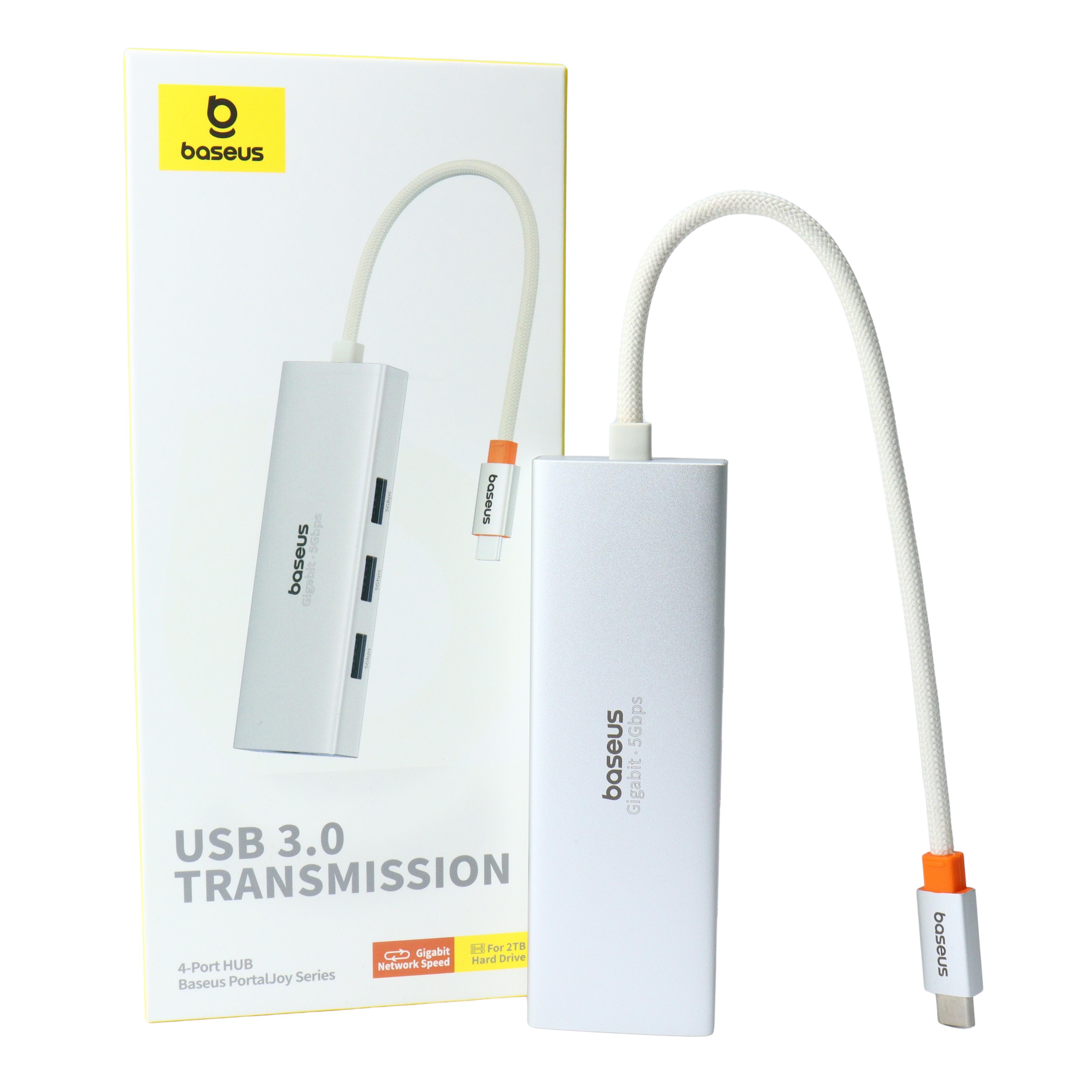 USB-хаб BASEUS 4-портовый BS-OH135 PortalJoy Series с портом Ethernet 1000 Мбит/с RJ45 Lan USB (070007)