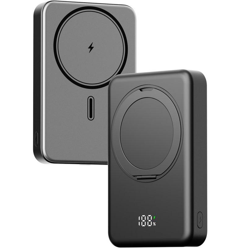 Повербанк с беспроводной зарядкой Gelius HOLDIX GP-PBW302 Magnetic Wireless Charge 15W 10000 mAh Black (100988) - фото 4 Повербанк с беспроводной зарядкой Gelius HOLDIX GP-PBW302 Magnetic Wireless Charge 15W 10000 mAh Black (100988) - фото 4