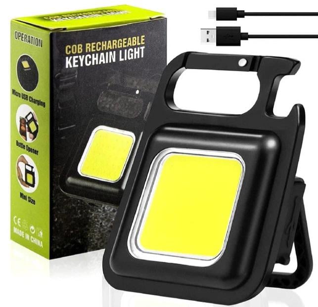 Фонарик-брелок с акумулятором Keychain Light Cob Rechargeable 3 в 1 Black (193130)