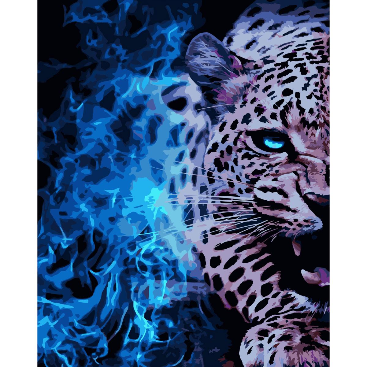 Картина по номерам Strateg Премиум Зубы большой кошки с лаком 40х50 см (SY6766)