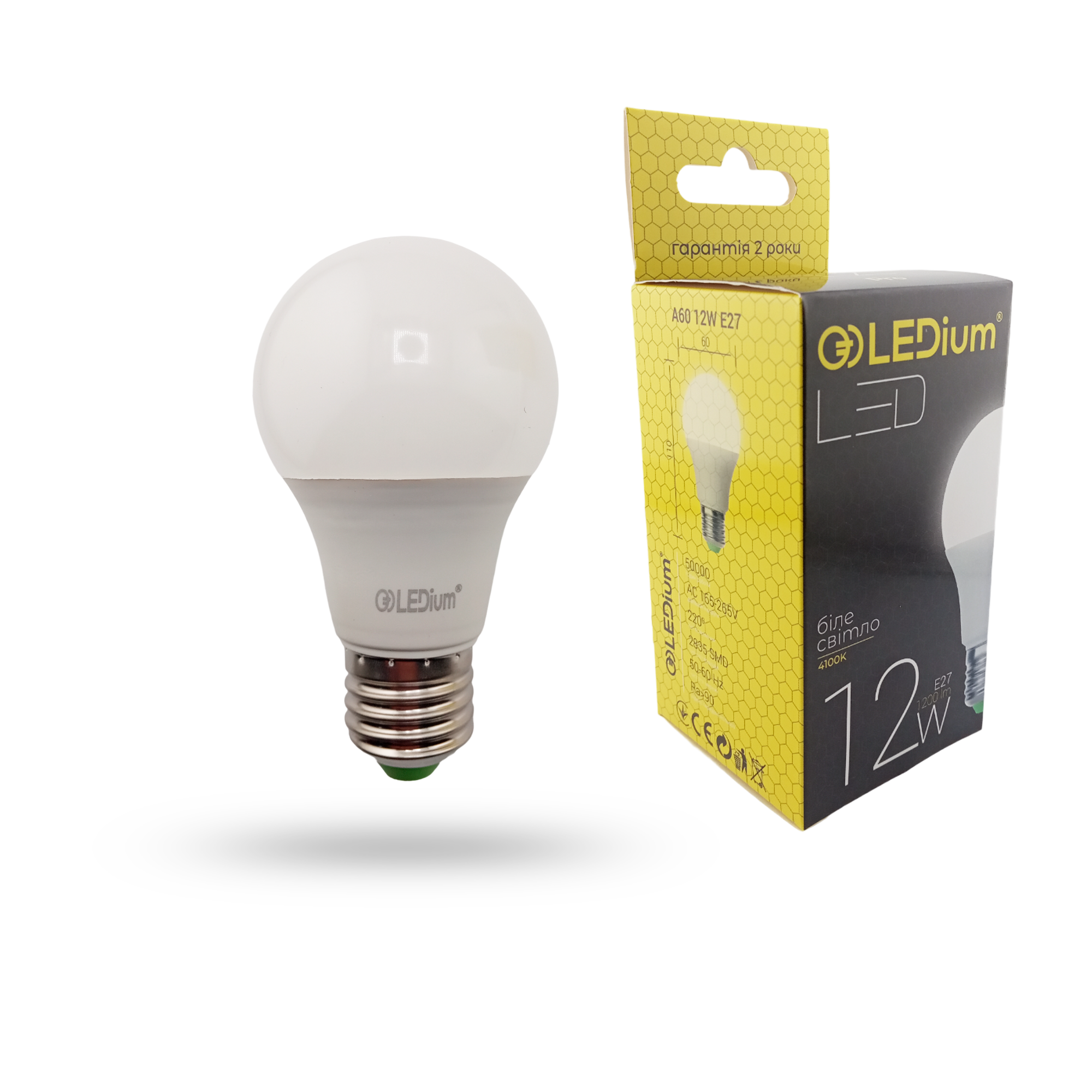 Лампа світлодіодна LEDium А60 12W Е27 4100К (15258)