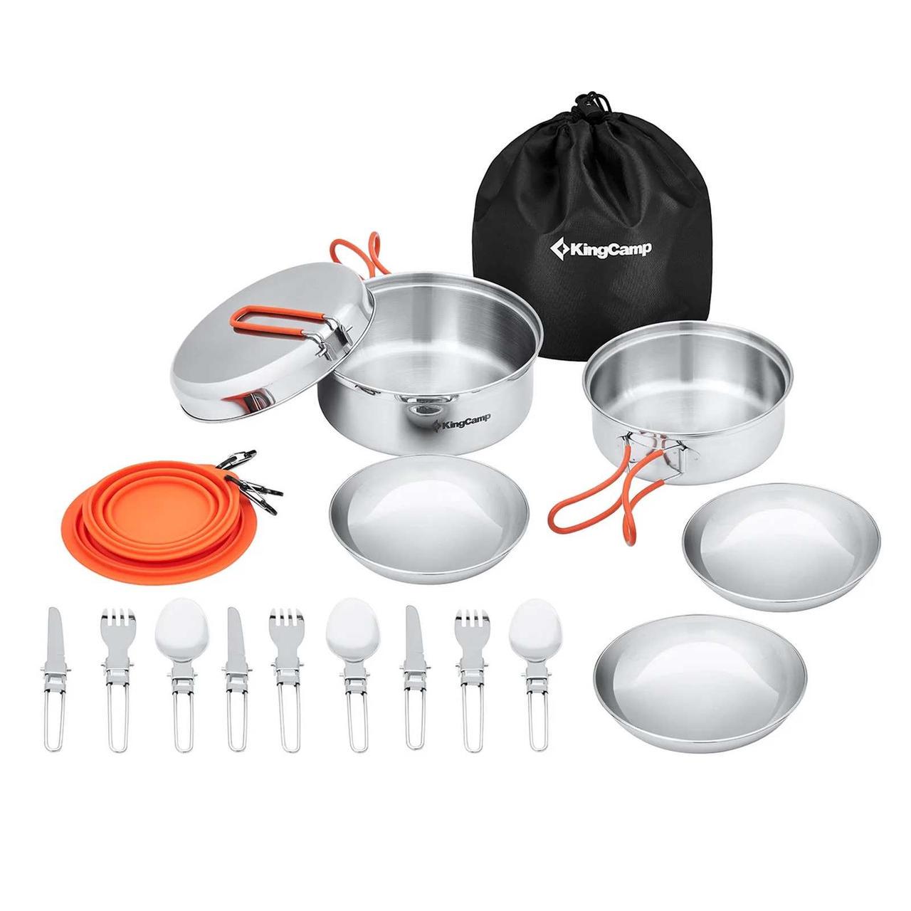 Набор посуды туристической KingCamp Set pro KA2210 нержавеющая сталь Silver (KA2210_SILVER)