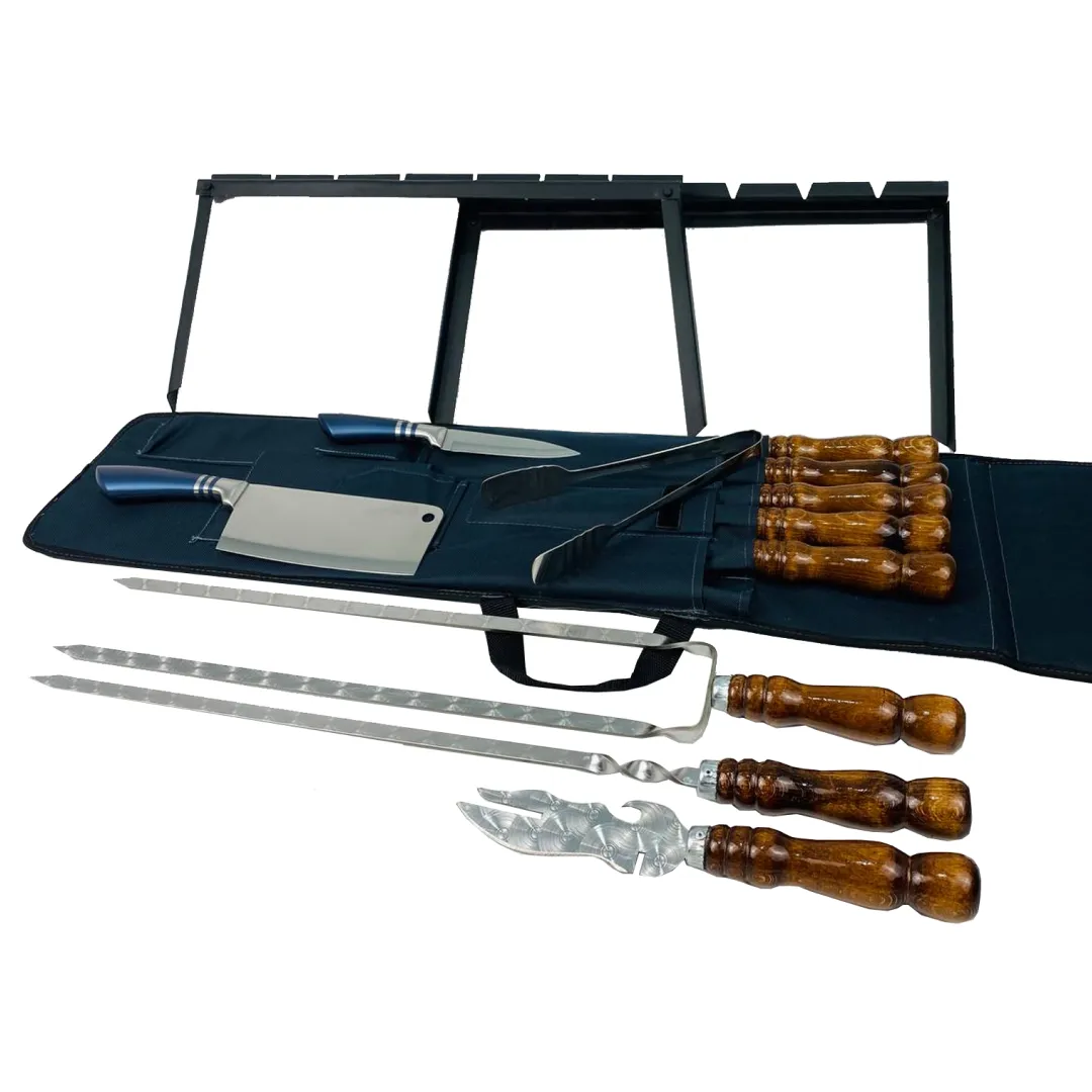 Набір шампурів у м'якому чохлі Приклад №2 з нержавіючої сталі (2-10-NB-2233)