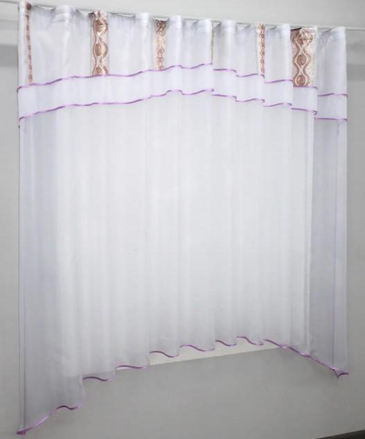 Гардина с аркой на кухню 280х170 см Розовый/Белый (036к) - фото 2