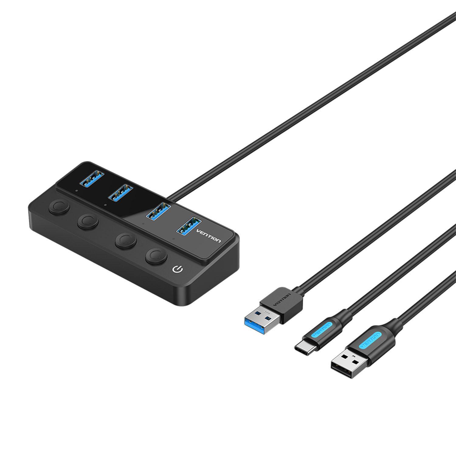 USB-хаб Vention USB-4x USB 3.0/Type-C 5 Гбит/с USB-A 1 м Черный (CHWBF) - фото 1 USB-хаб Vention USB-4x USB 3.0/Type-C 5 Гбит/с USB-A 1 м Черный (CHWBF) - фото 1