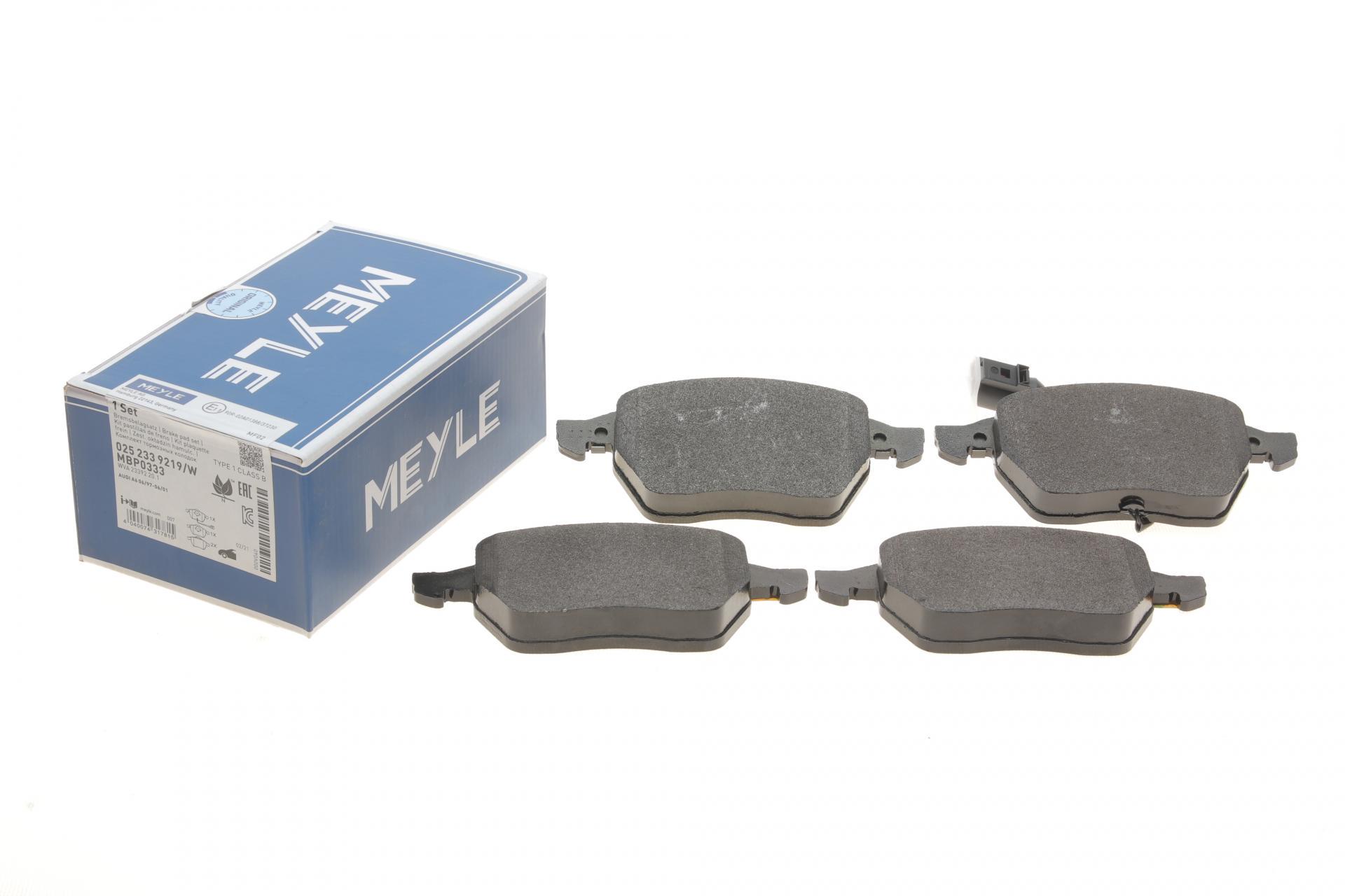 Тормозные колодки передние Meyle для Audi A3/VW Golf IV-03 с датчиком (025 233 9219/W)