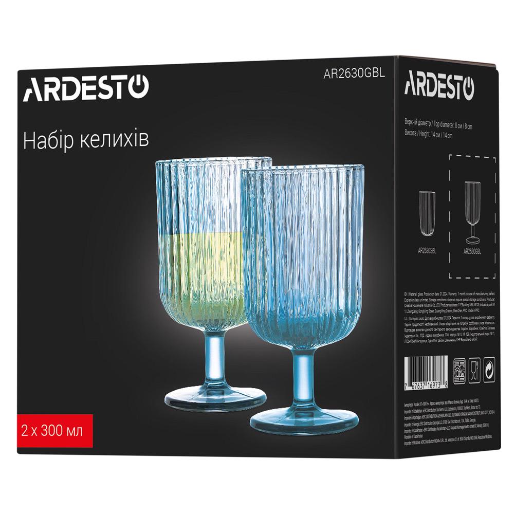 Набір келихів Ardesto AR2630GBL 300 мл 2 шт. Блакитний (123499) - фото 2 Набір келихів Ardesto AR2630GBL 300 мл 2 шт. Блакитний (123499) - фото 2