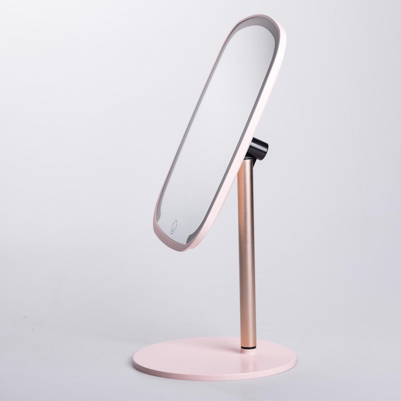 Дзеркало настільне з підсвічуванням для макіяжу на ніжці 23х18 см Рожевий (6884) - фото 4 Дзеркало настільне з підсвічуванням для макіяжу на ніжці 23х18 см Рожевий (6884) - фото 4