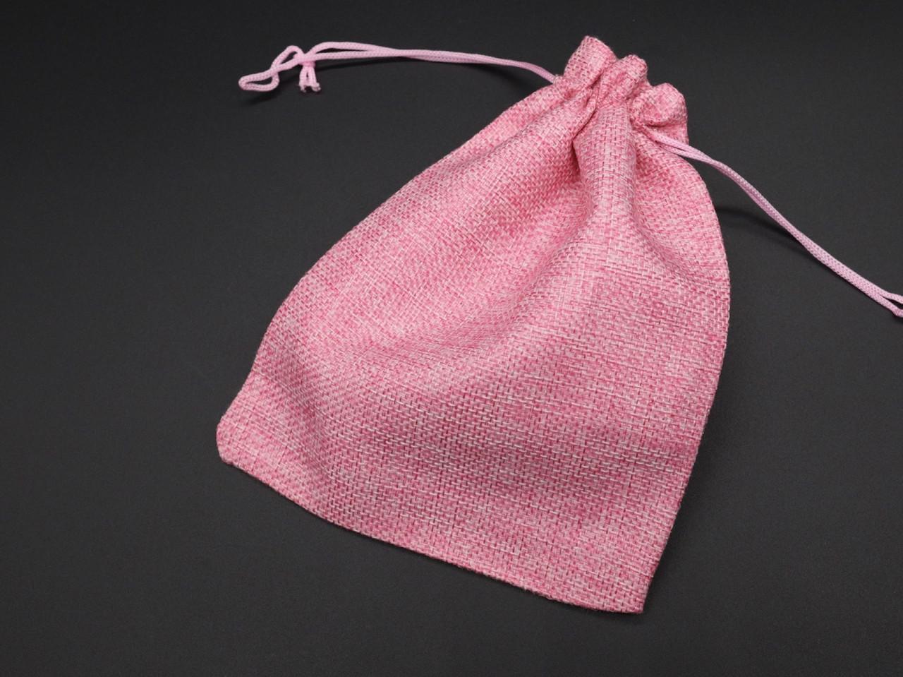 Мішок подарунковий з мішковини на затяжках 200х150 мм Рожевий (1468161309)