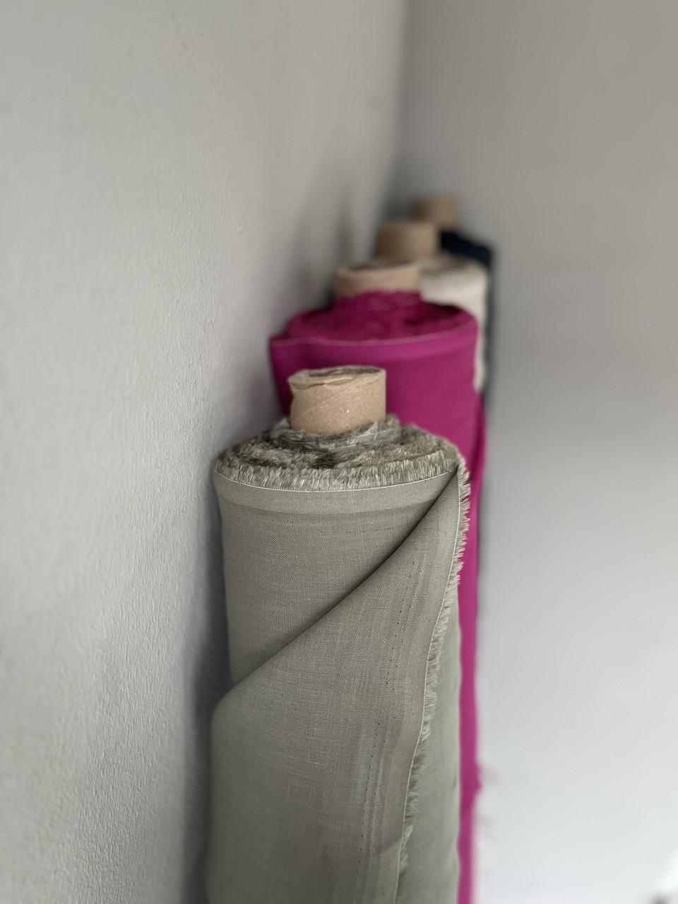 Ткань Linen Plus рубашечная льняная Светло-оливковый 138 - фото 4