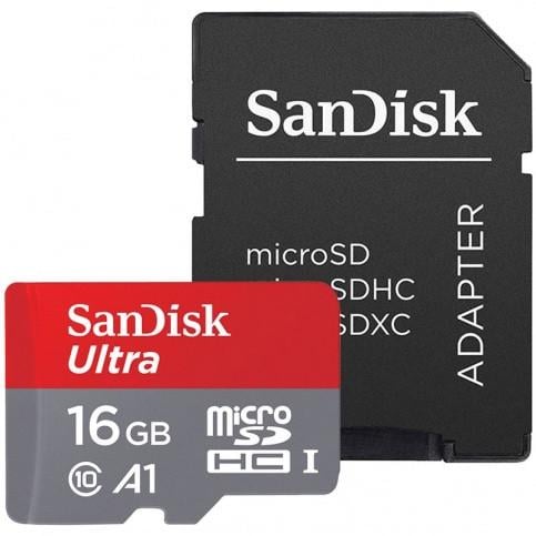 Карта памяти SanDisk Ultra A1 microSDHC UHS-I 16 GB Class 10 SD адаптер (01062021_86) - фото 1