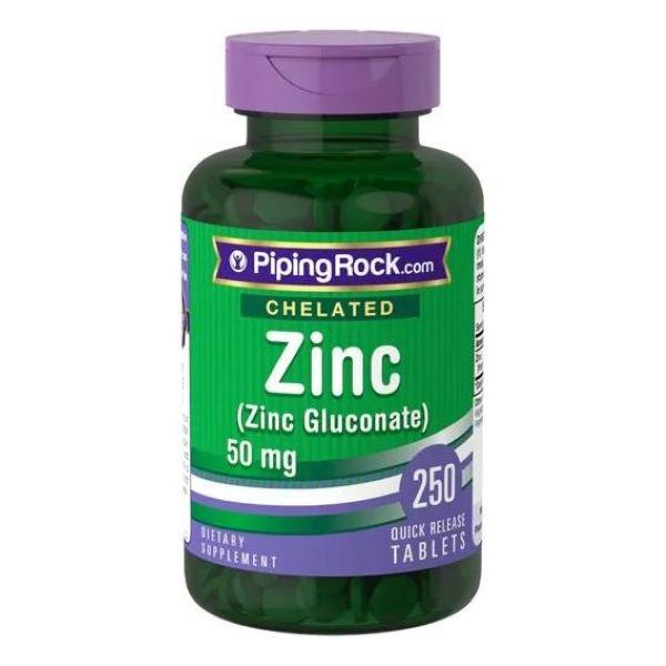 Цинк Piping Rock Chelated Zinc Gluconate 50 mg 250 tablets
