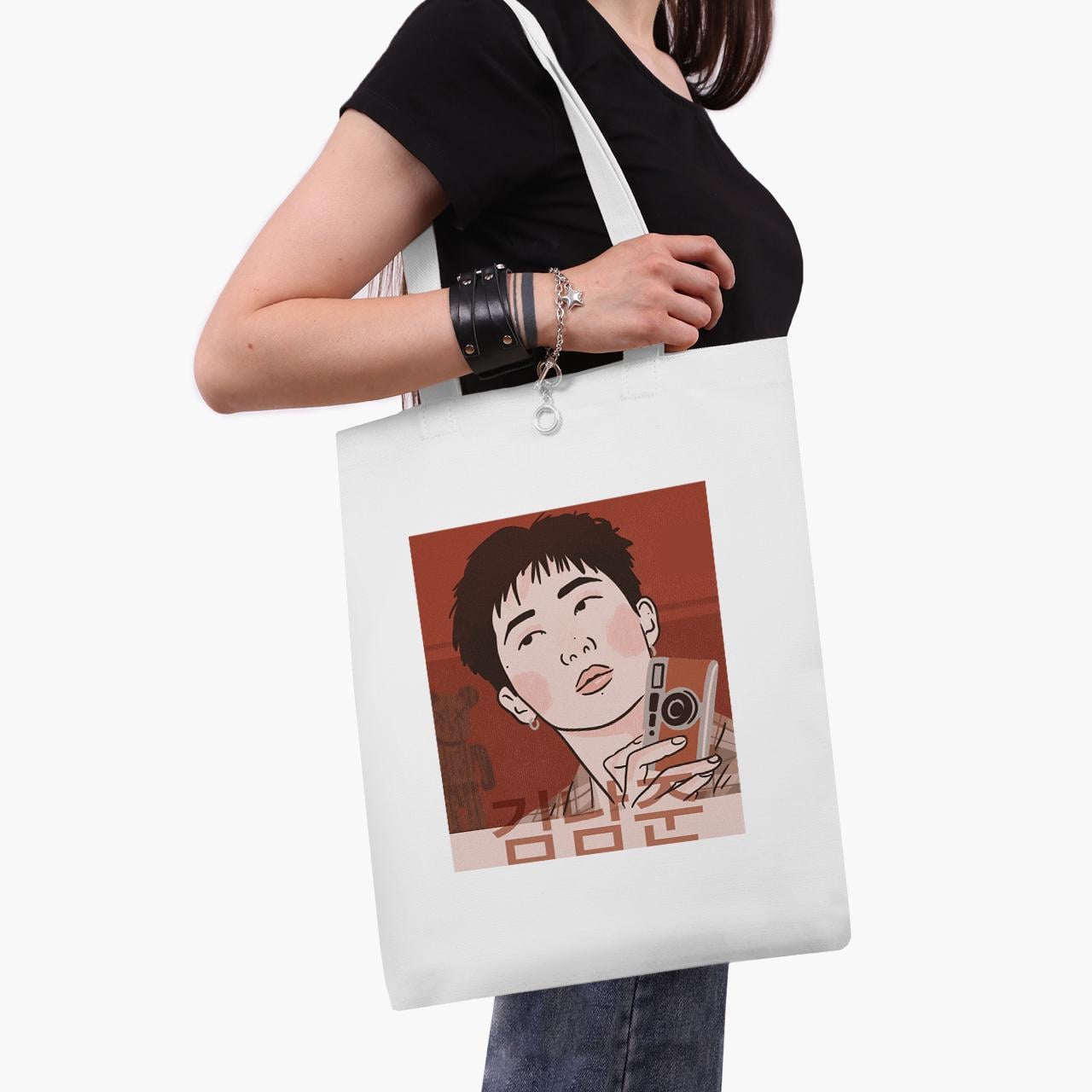Эко сумка шоппер Kim Nam Joon BTS 41x35 см Белый (9227-3261-WT1)