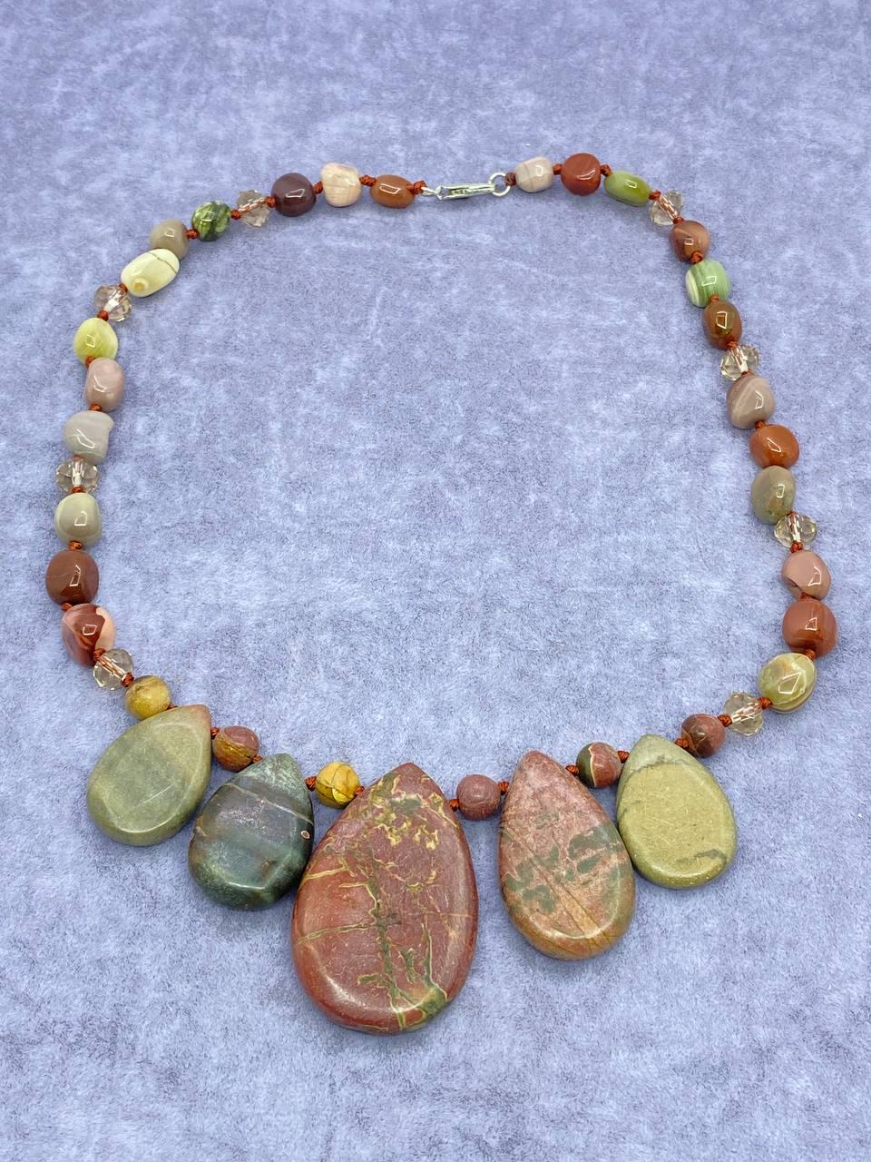 Бусы яшма 48 см Разноцветный (9953)