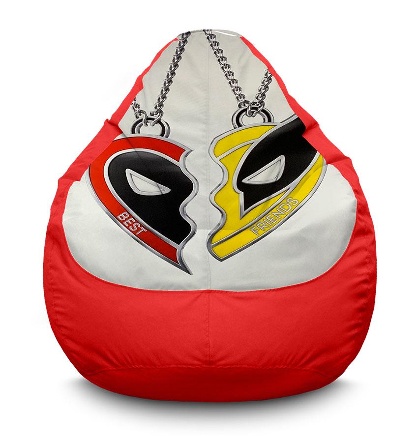 Кресло-мешок iPuff Deadpool and Wolverine Best friends forever оксфорд XXL 90х125 см Красный (113937-1)
