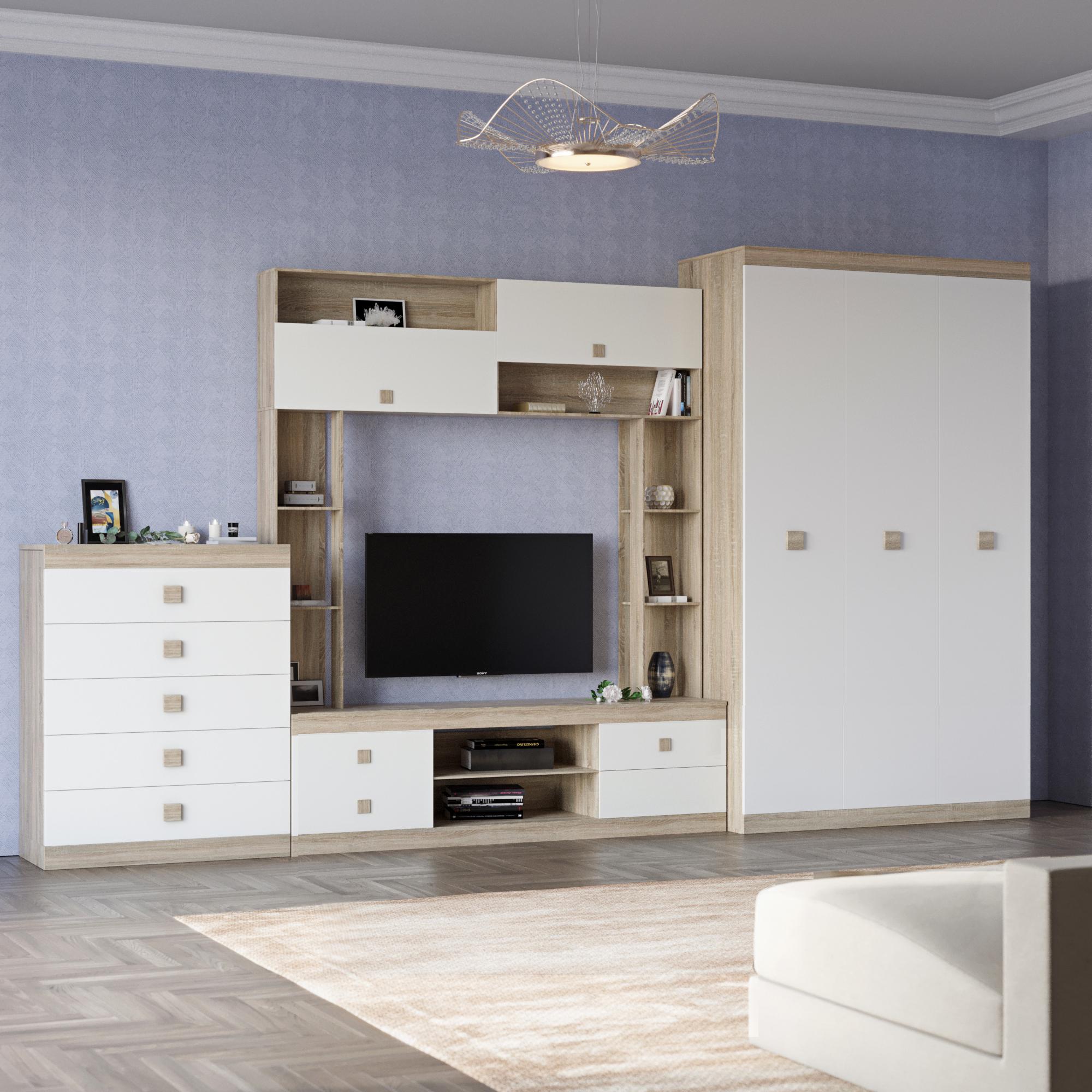 Стенка для гостиной Эверест Соната 1 Дуб сонома/Белый (DTM-2236)