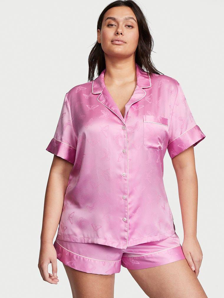 Піжама жіноча Victoria's Secret Satin Short Pajama Set сатинова S Рожевий (13831629)