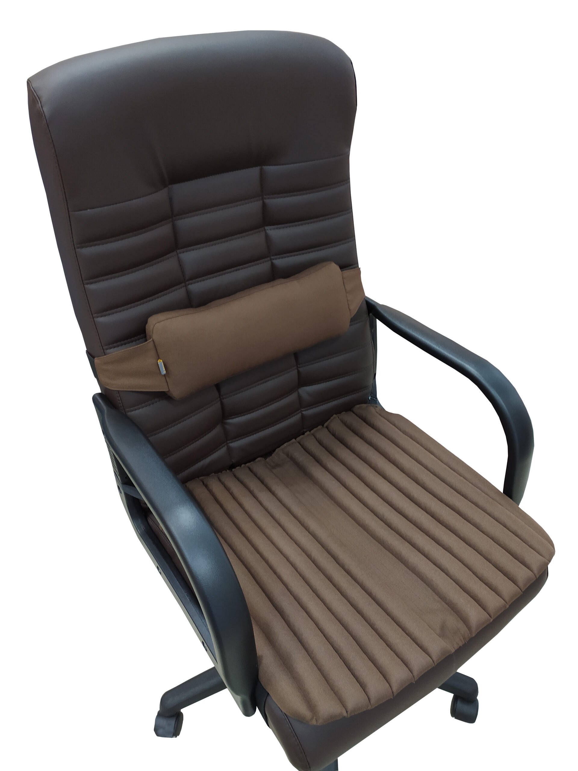 Ортопедические подушки EKKOSEAT на кресло руководителя (Комплект). Коричневый.